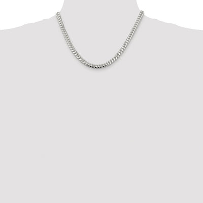 Sterling Silver Rhodium-plated Polished Domed Curb Bracelet, 7 x 6.4mm