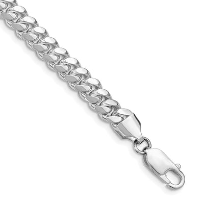 Sterling Silver Rhodium-plated Polished Domed Curb Bracelet, 7 x 6.4mm