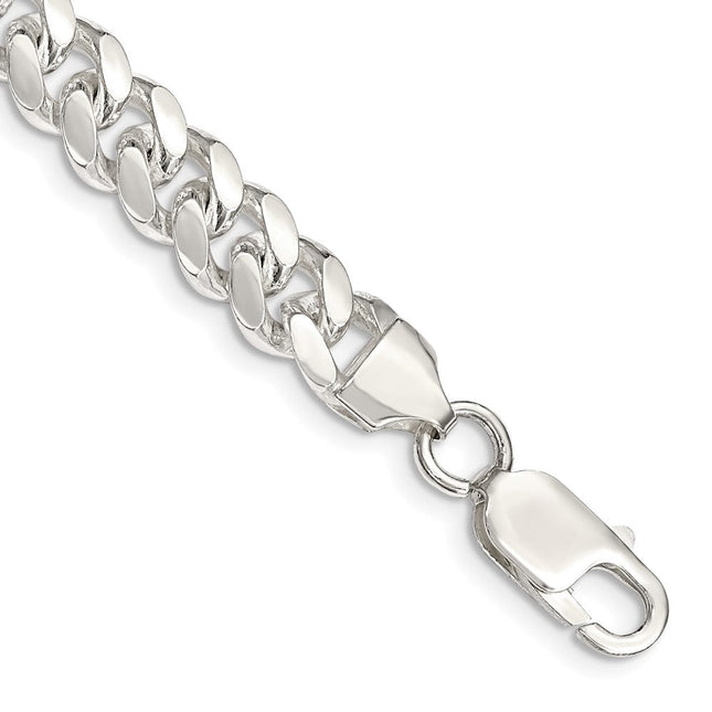 Sterling Silver Polished Domed Curb Chain, 8 x 7.8mm