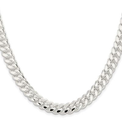 Sterling Silver Rhodium-plated Polished Domed Curb Chain, 8 x 9mm