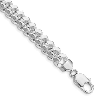 Sterling Silver Rhodium-plated Polished Domed Curb Chain, 8 x 9mm