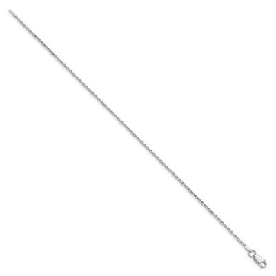 Sterling Silver Diamond-cut Rope Chain Anklet, 9 x 1.5mm