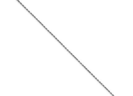 Sterling Silver Rhodium-plated Diamond-cut Rope Chain Anklet, 9 x 1.5mm