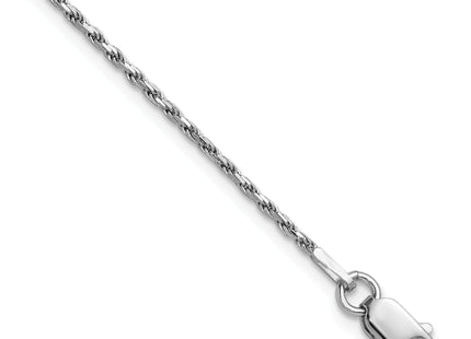 Sterling Silver Rhodium-plated Diamond-cut Rope Chain Anklet, 9 x 1.5mm