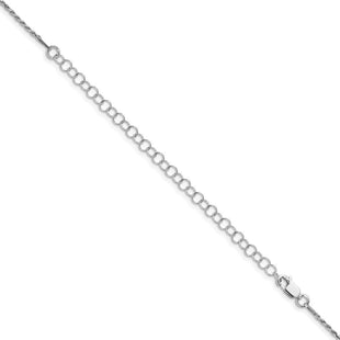 Sterling Silver Rhodium-plated Diamond-cut Rope Chain w/4in ext. (Style QDC020RH-22)
