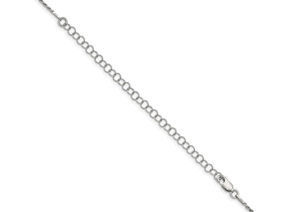 Sterling Silver Diamond-cut Rope Chain w/4in ext. (Style QDC025E-22)