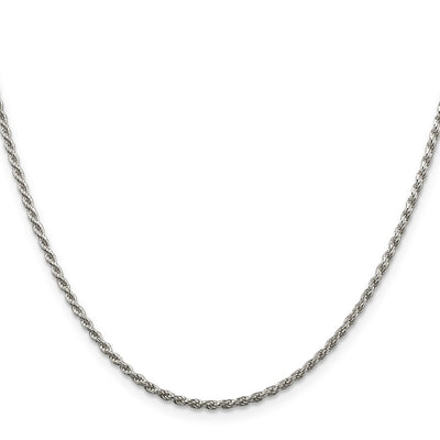 Sterling Silver Diamond-cut Rope Chain w/2in ext., 20 x 1.85mm