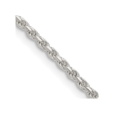 Sterling Silver Diamond-cut Rope Chain w/2in ext., 20 x 1.85mm