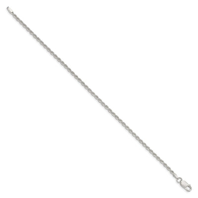Sterling Silver Diamond-cut Rope Chain Anklet, 9 x 2.25mm