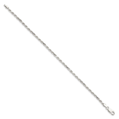 Sterling Silver Diamond-cut Rope Chain Anklet, 9 x 2.5mm