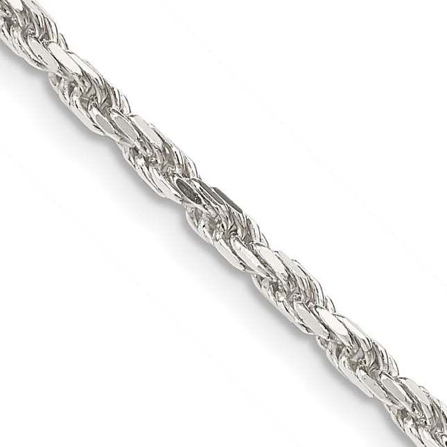 Sterling Silver Diamond-cut Rope Chain w/2in ext., 20 x 2.5mm