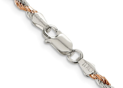 Sterling Silver And Rose Vermeil Diamond-cut Rope Bracelet