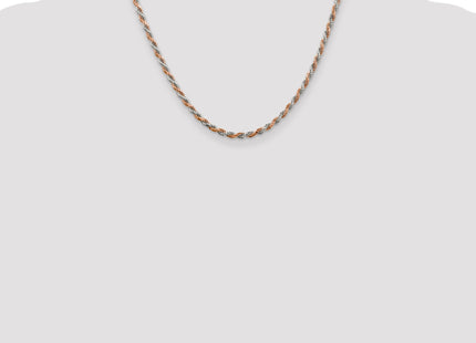 Sterling Silver And Rose Vermeil Diamond-cut Rope Chain