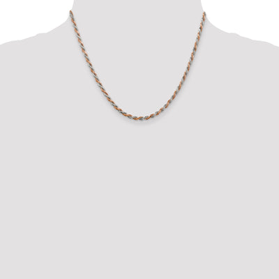 Sterling Silver And Rose Vermeil Diamond-cut Rope Chain