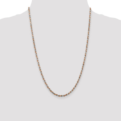 Sterling Silver And Rose Vermeil Diamond-cut Rope Chain