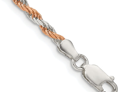 Sterling Silver And Rose Vermeil Diamond-cut Rope Bracelet
