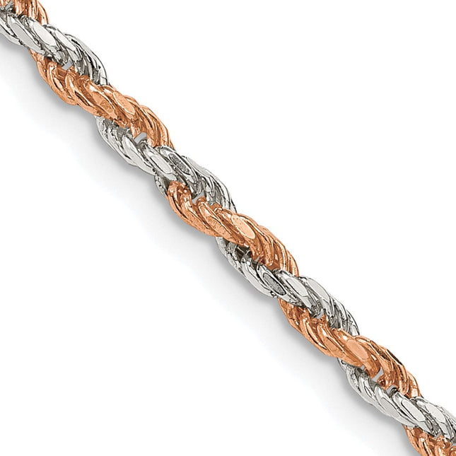 Sterling Silver And Rose Vermeil Diamond-cut Rope Bracelet