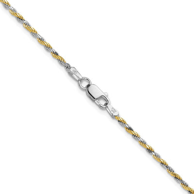 Sterling Silver And Vermeil Diamond-cut Rope Chain, 16 x 2.5mm