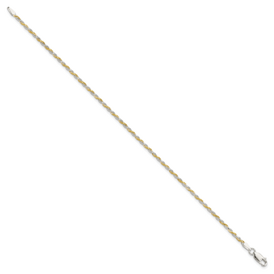 Sterling Silver And Vermeil Diamond-cut Rope Bracelet, 7 x 1.85mm