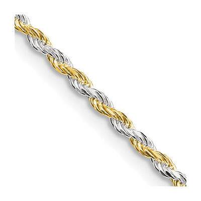 Sterling Silver And Vermeil Diamond-cut Rope Chain, 16 x 2.5mm