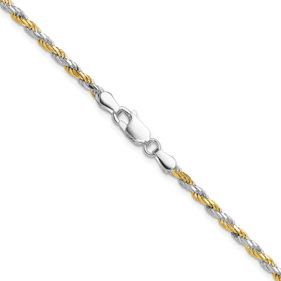 Sterling Silver And Vermeil Diamond-cut Rope Chain, 16 x 2.5mm