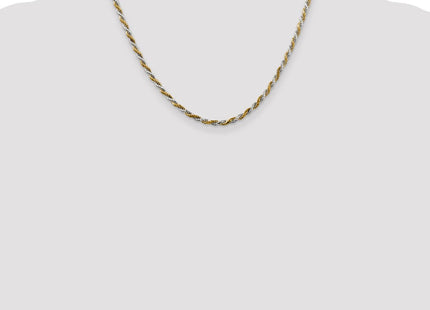 Sterling Silver And Vermeil Diamond-cut Rope Chain (Style QDCY060-18)