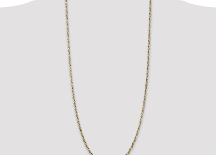 Sterling Silver And Vermeil Diamond-cut Rope Chain (Style QDCY060-30)