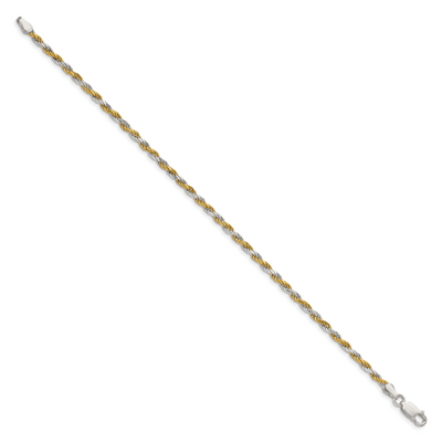 Sterling Silver And Vermeil Diamond-cut Rope Bracelet, 7 x 2.5mm