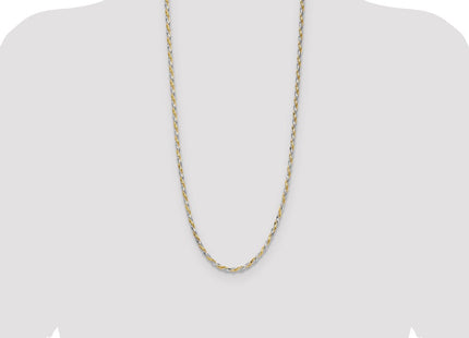 Sterling Silver And Vermeil Diamond-cut Rope Chain (Style QDCY080-30)