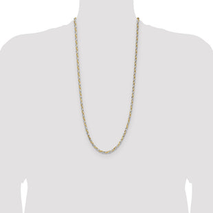 Sterling Silver And Vermeil Diamond-cut Rope Chain (Style QDCY080-30)