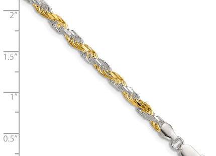 Sterling Silver And Vermeil Diamond-cut Rope Bracelet