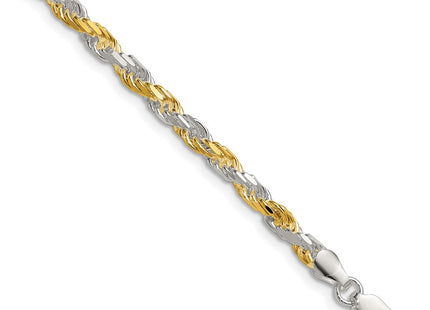 Sterling Silver And Vermeil Diamond-cut Rope Bracelet