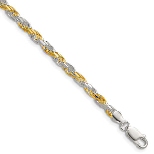Sterling Silver And Vermeil Diamond-cut Rope Chain (Style QDCY080-8)