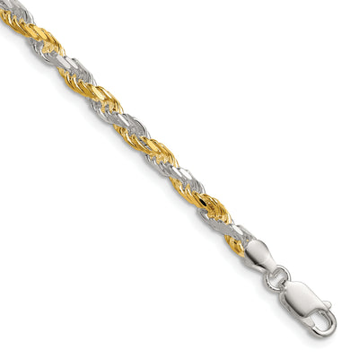 Sterling Silver And Vermeil Diamond-cut Rope Chain, 18 x 3.5mm