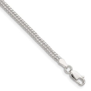 Sterling Silver Polished Double Diamond-cut Curb Chain