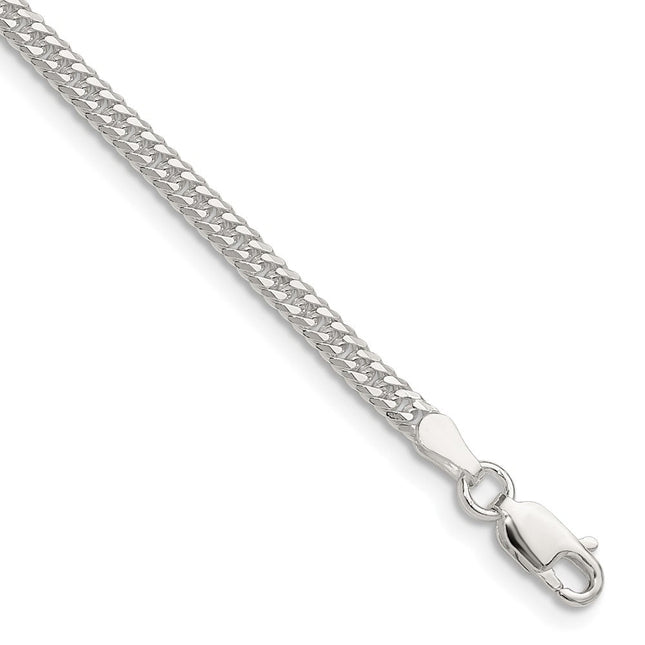 Sterling Silver Polished Double Diamond-cut Curb Chain, 22 x 3mm