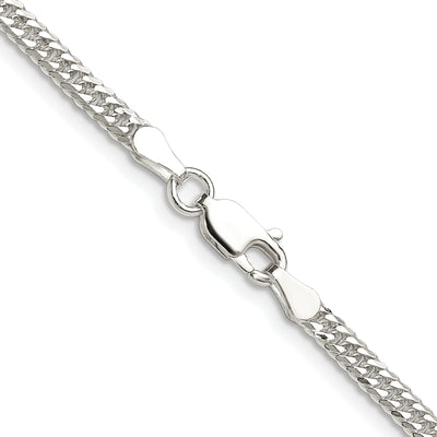 Sterling Silver Rhodium-plated Double Diamond-cut Curb Chain, 16 x 3mm