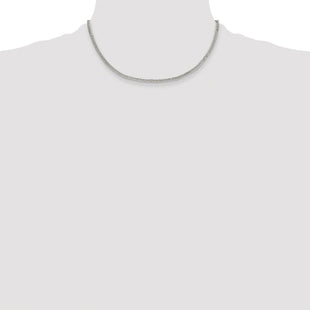 Sterling Silver Rhodium-plated Double Diamond-cut Curb Chain (Style QDD060R-16)