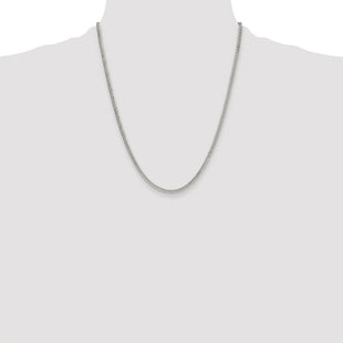 Sterling Silver Rhodium-plated Double Diamond-cut Curb Chain (Style QDD060R-22)