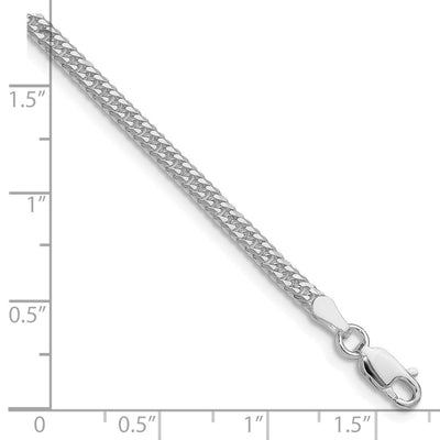 Sterling Silver Rhodium-plated Double Diamond-cut Curb Bracelet, 7 x 3mm
