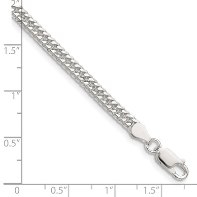 Sterling Silver Polished Double Diamond-cut Curb Bracelet, 7 x 3.9mm