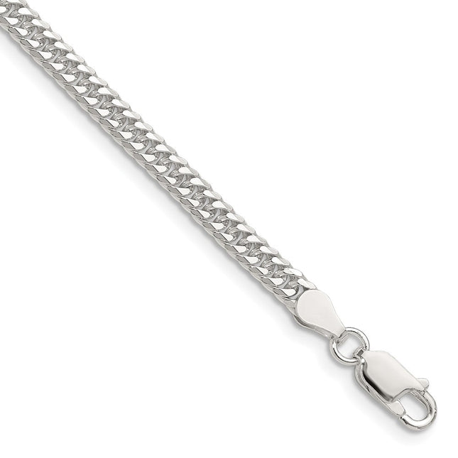 Sterling Silver Polished Double Diamond-cut Curb Bracelet, 7 x 3.9mm