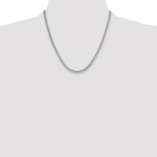Sterling Silver Rhodium-plated Double Diamond-cut Curb Chain (Style QDD080R-20)