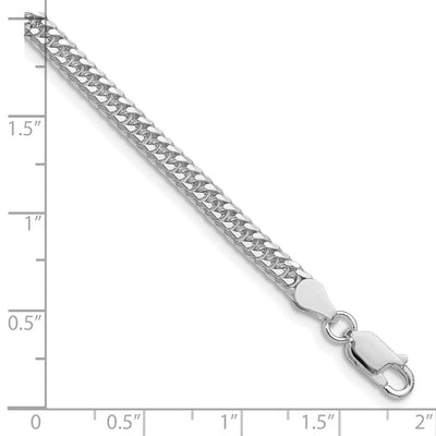 Sterling Silver Rhodium-plated Double Diamond-cut Curb Bracelet, 7 x 3.9mm