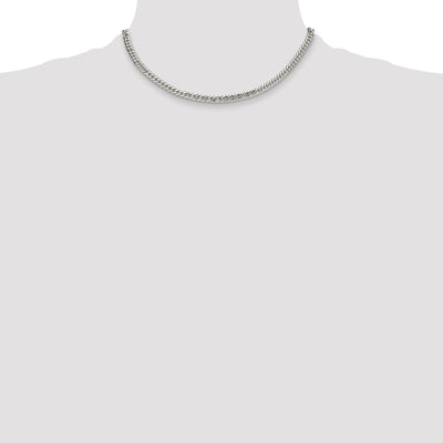 Sterling Silver Polished Double Diamond-cut Curb Chain, 16 x 4.8mm