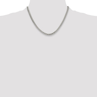 Sterling Silver Polished Double Diamond-cut Curb Chain