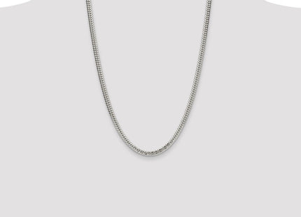 Sterling Silver Polished Double Diamond-cut Curb Chain