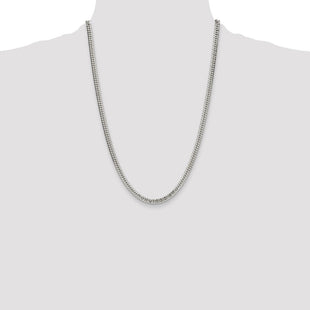 Sterling Silver Polished Double Diamond-cut Curb Chain