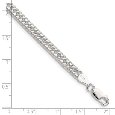 Sterling Silver Polished Double Diamond-cut Curb Bracelet, 7 x 4.8mm