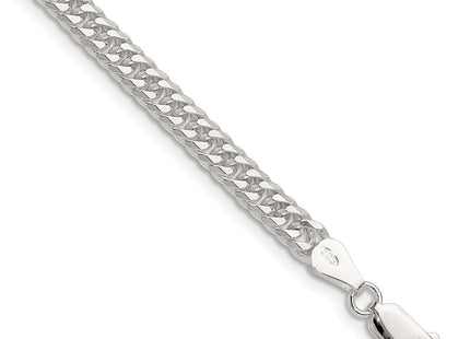 Sterling Silver Polished Double Diamond-cut Curb Bracelet